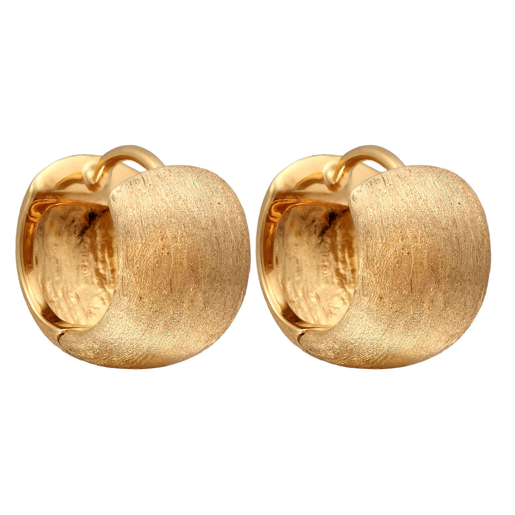 Gold Perhiasan Wanita Perak Asli Lapis Emas Anting Creoles Brushed