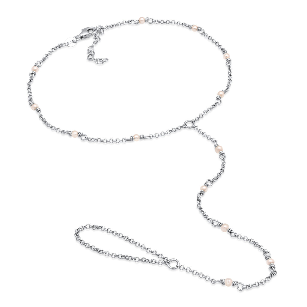 Silver Perhiasan Wanita Perak Asli 925 Sterling Silver Gelang Kaki dengan Shell Pearl