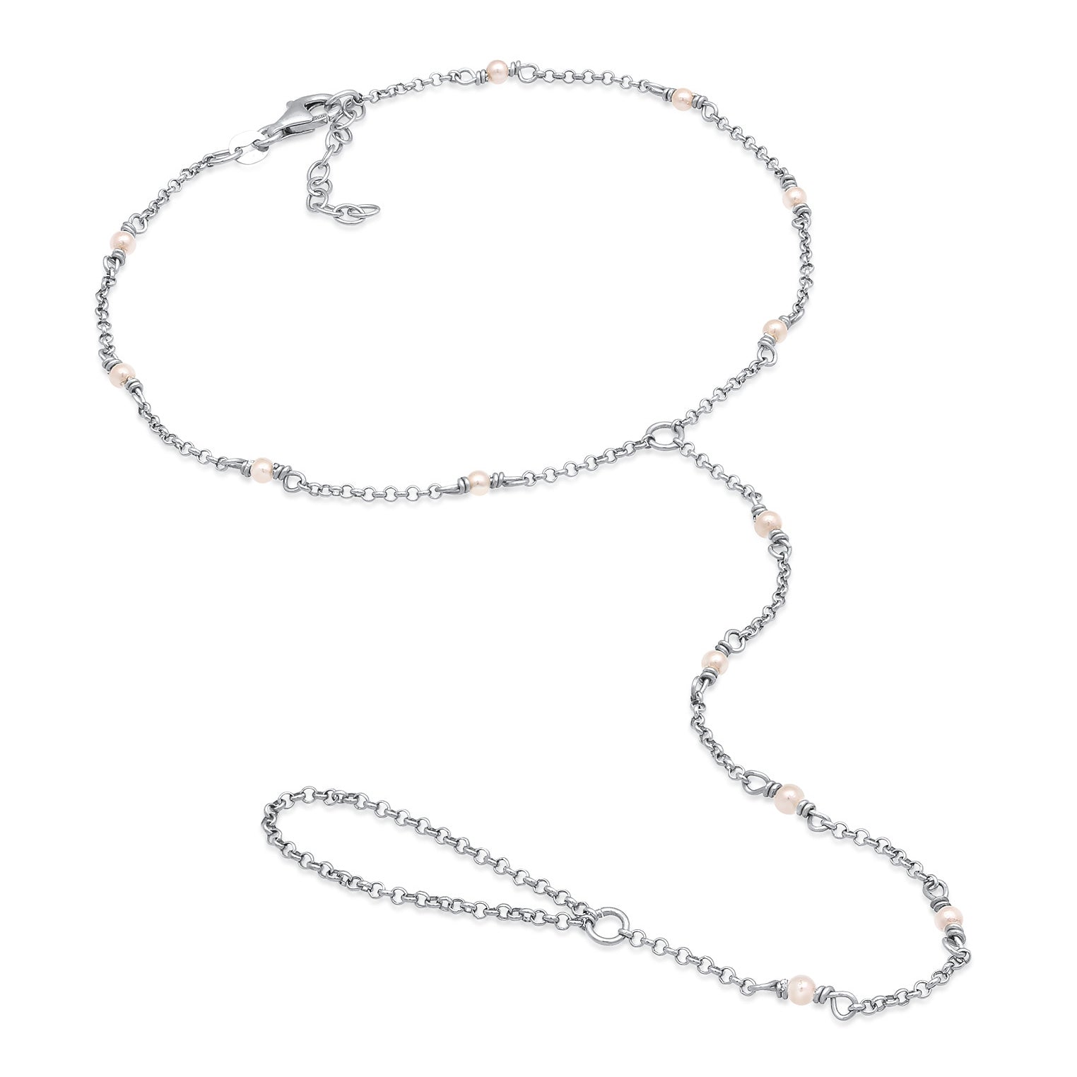 Silver Perhiasan Wanita Perak Asli 925 Sterling Silver Gelang Kaki dengan Shell Pearl