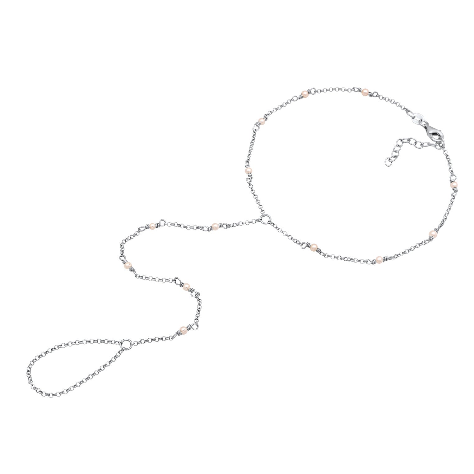 Silver Perhiasan Wanita Perak Asli 925 Sterling Silver Gelang Kaki dengan Shell Pearl