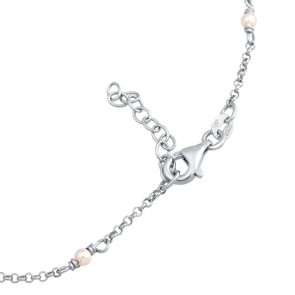 Silver Perhiasan Wanita Perak Asli 925 Sterling Silver Gelang Kaki dengan Shell Pearl