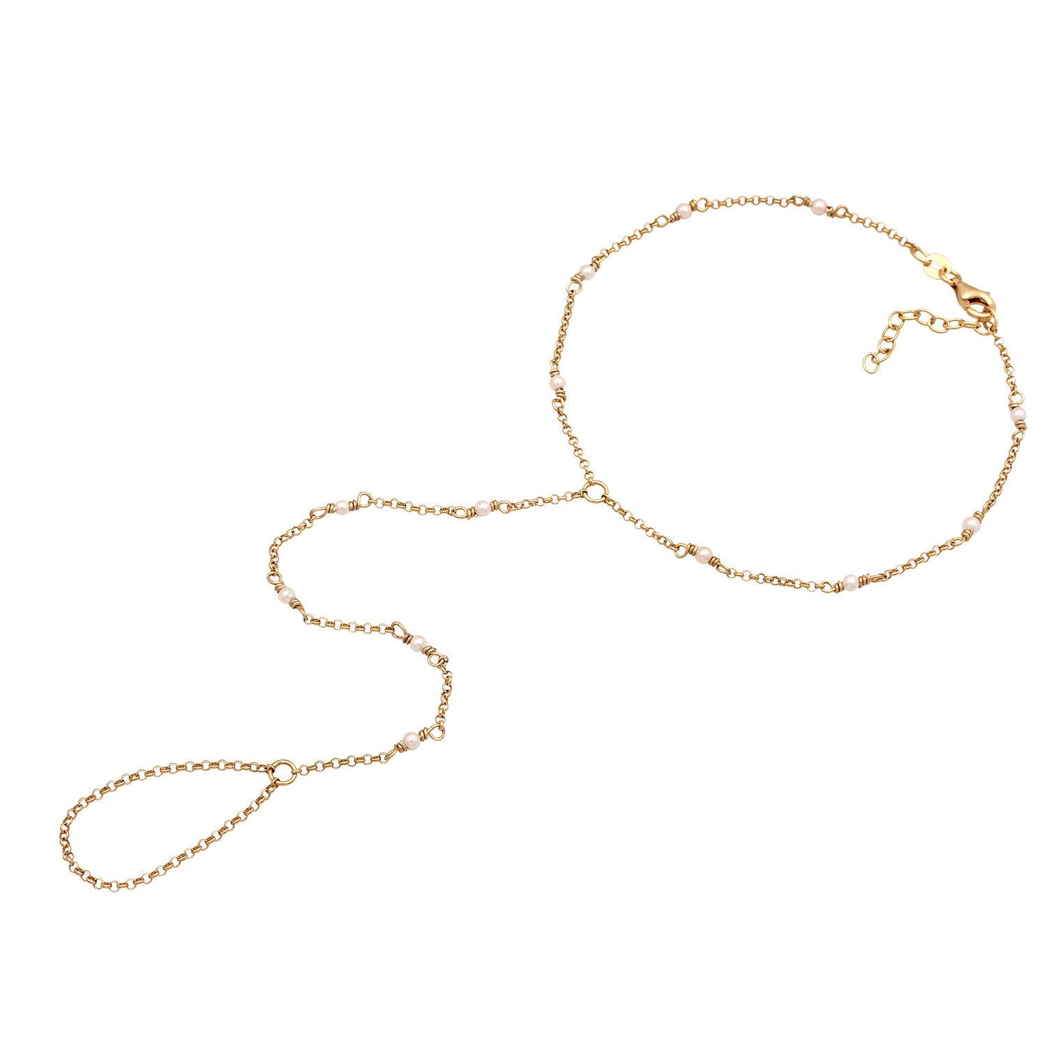 Gold Perhiasan Wanita Perak Asli Lapis Emas Gelang Kaki Shell Pearl