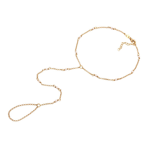 Gelang kaki perak 925 lapis emas dengan mutiara elegan Elli Jewelry
