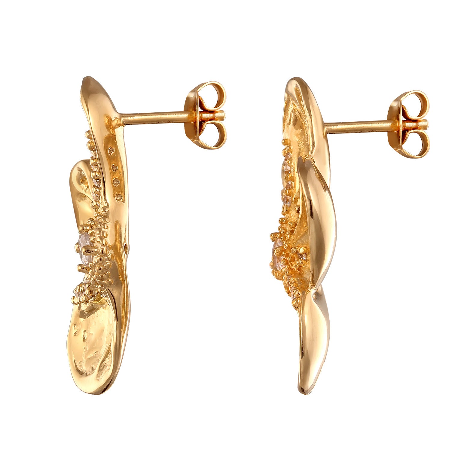 Gold Perhiasan Wanita Perak Asli Lapis Emas Anting Flower Zirconia