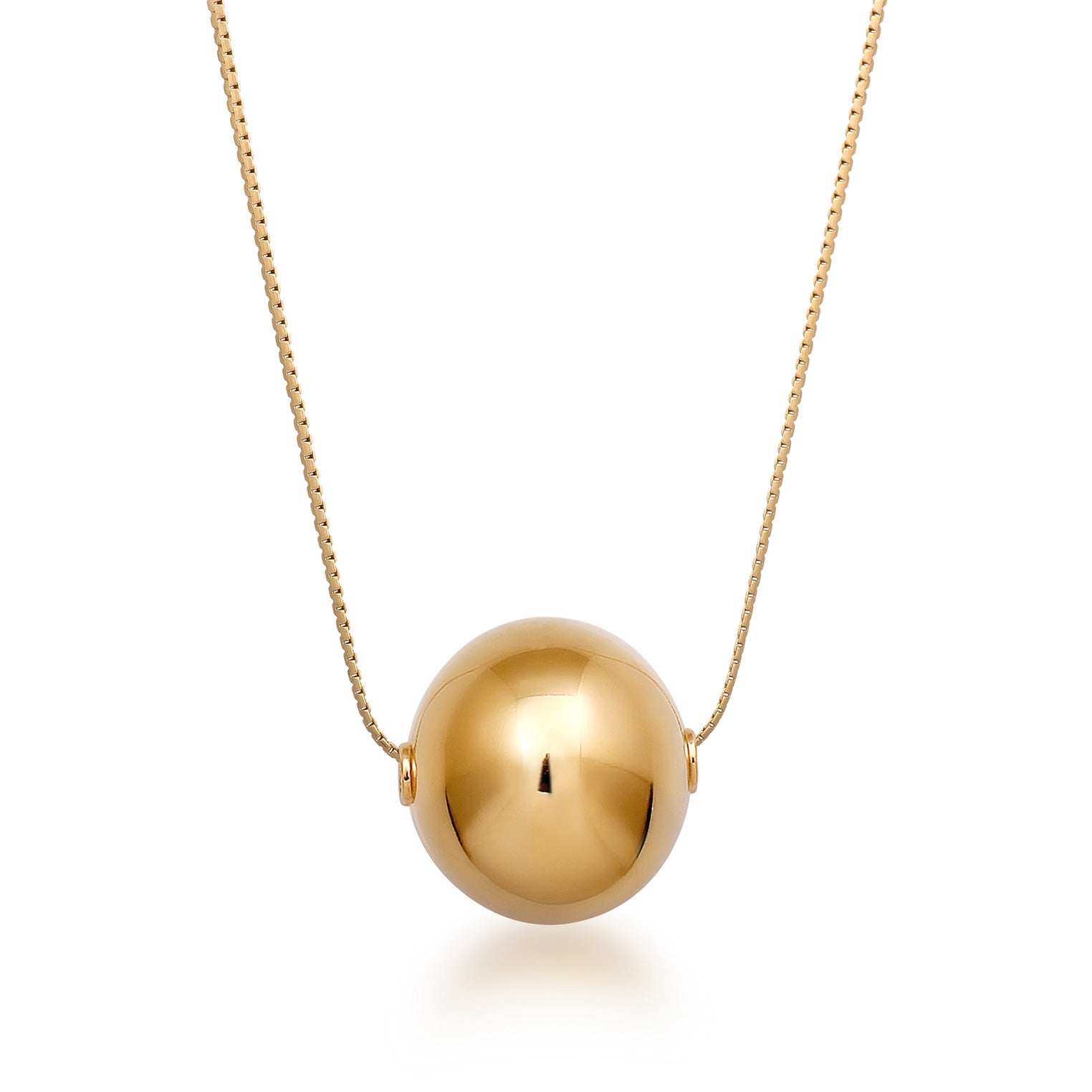 Gold Perhiasan Wanita Perak Asli Lapis Emas Kalung Ball dengan Liontin