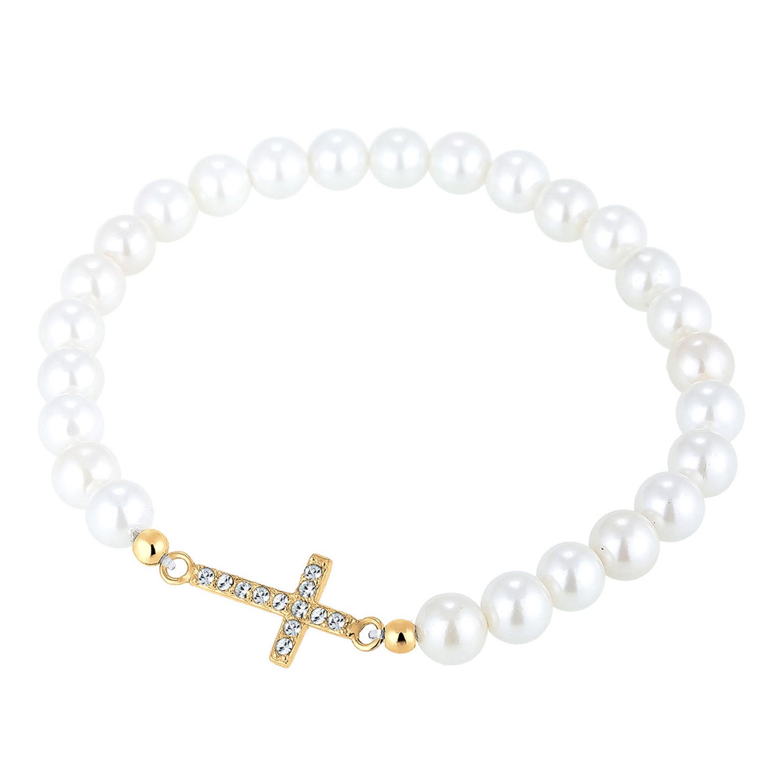 Gold Perhiasan Wanita Perak Asli Lapis Emas Gelang Cross Shell Pearl