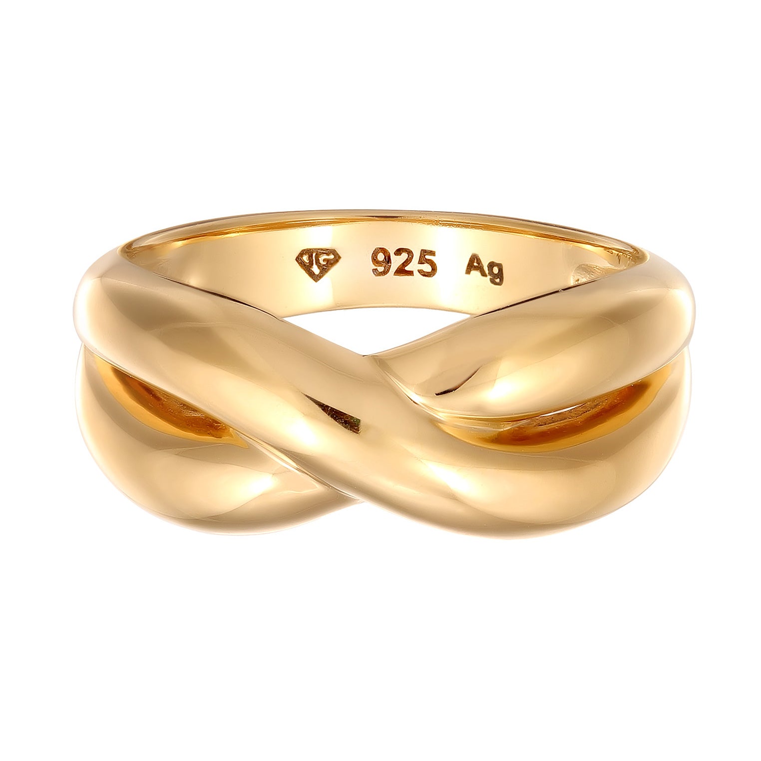 Gold Cincin Perhiasan Perak 925 Wanita Cross Gold Plated