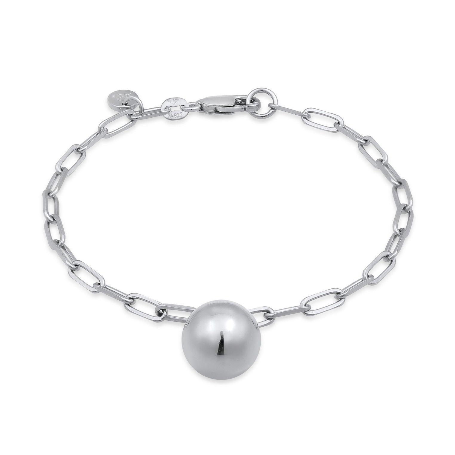 Silver Perhiasan Wanita Perak Asli 925 Sterling Silver Gelang tanpa batu Ball dengan Long Link Chain