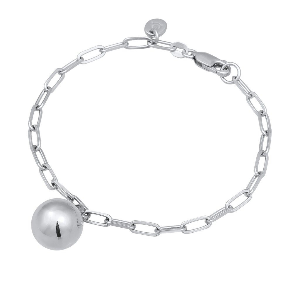 Silver Perhiasan Wanita Perak Asli 925 Sterling Silver Gelang tanpa batu Ball dengan Long Link Chain