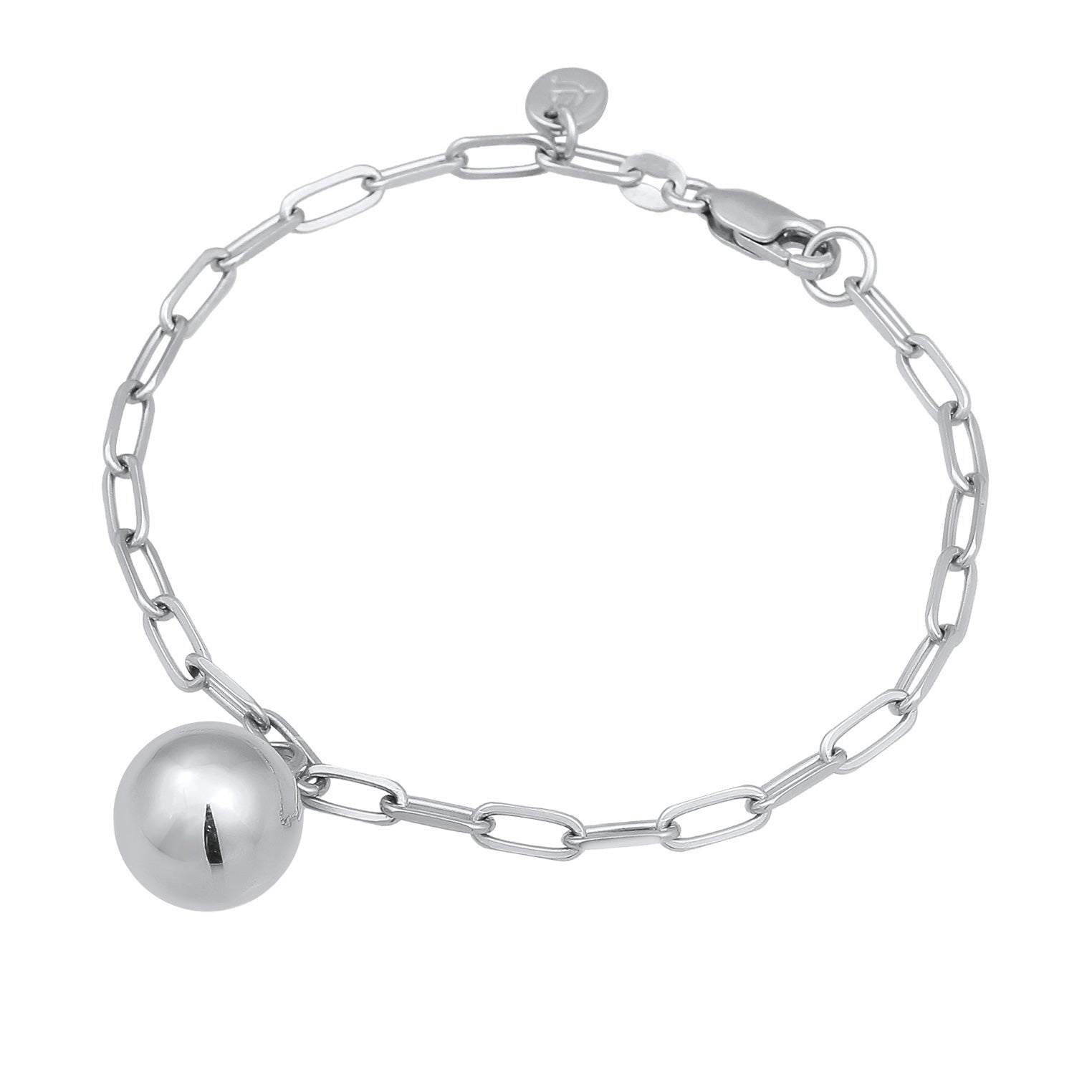 Silver Perhiasan Wanita Perak Asli 925 Sterling Silver Gelang tanpa batu Ball dengan Long Link Chain