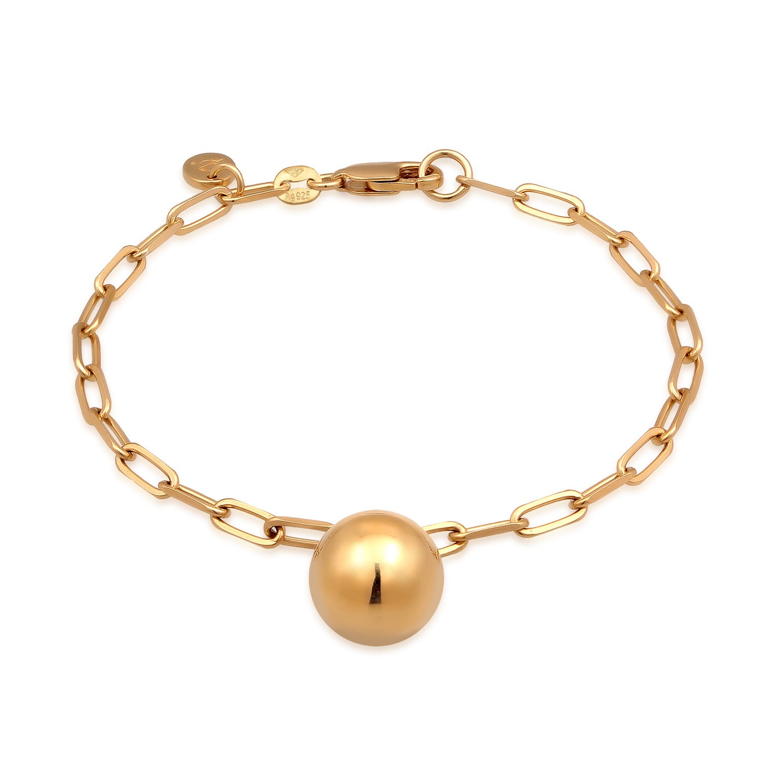 Gold Perhiasan Wanita Perak Asli Lapis Emas Gelang Ball Long Link Chain