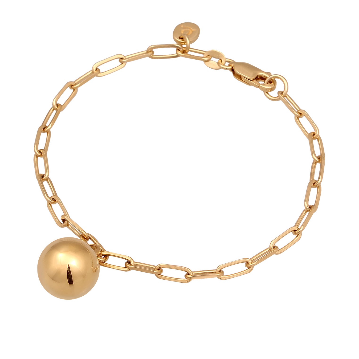 Gold Perhiasan Wanita Perak Asli Lapis Emas Gelang Ball Long Link Chain