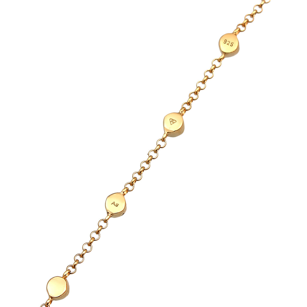 Gold Perhiasan Wanita Perak Asli Lapis Emas Gelang Rolo Crystals Gold Plated