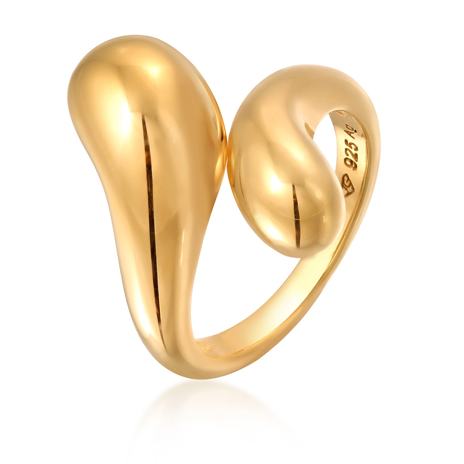 Gold Cincin Perhiasan Perak 925 Wanita Organic Resizable Gold Plated
