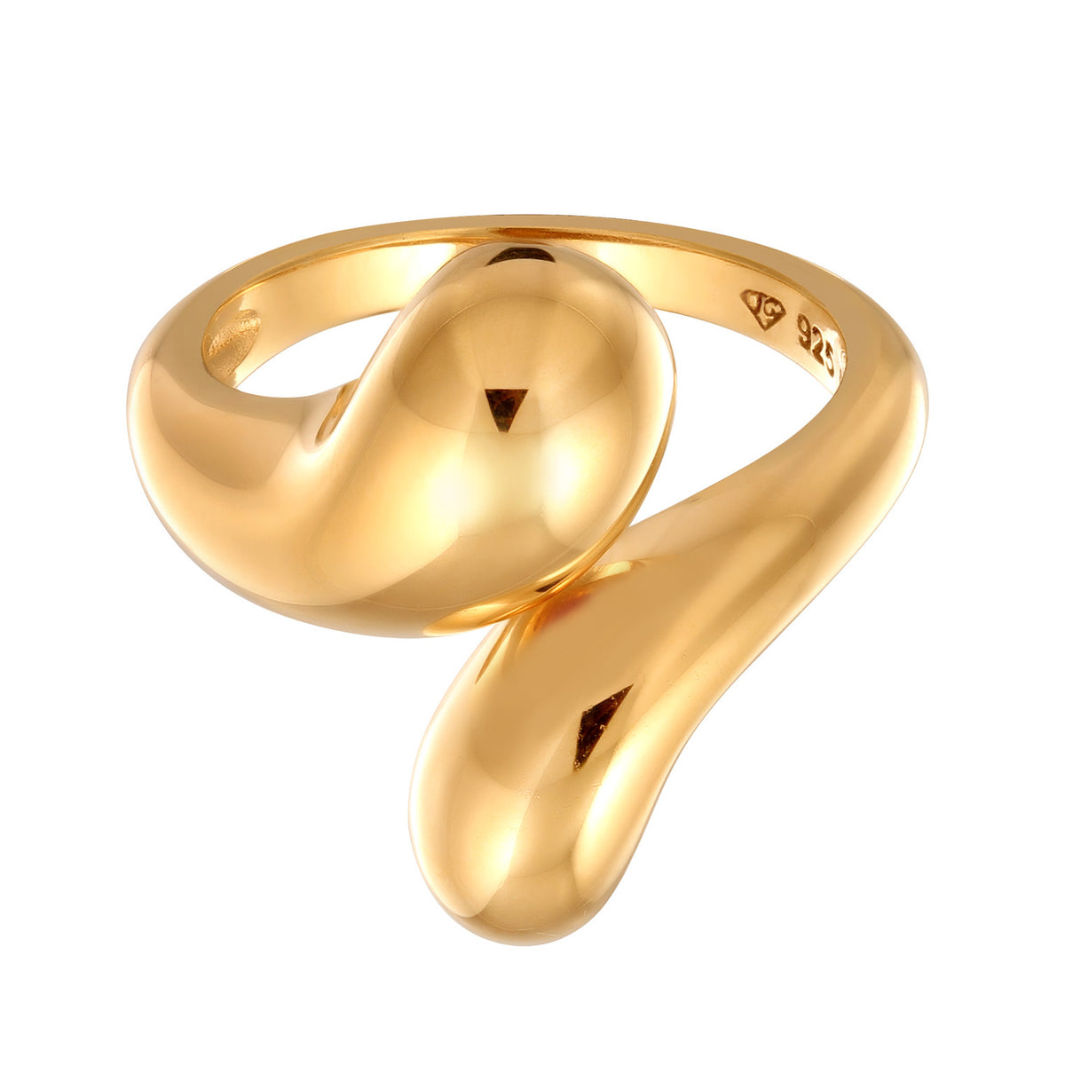 Ring Drop 925 Sterling Silver Resizable Gold