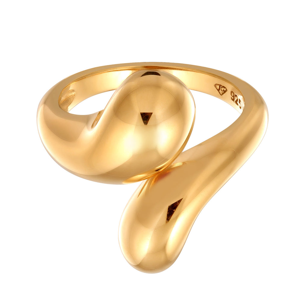 Gold - Elli PREMIUM | Ring Drop 925 Sterling Silver Resizable Gold