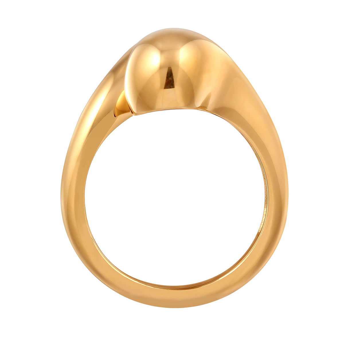 Gold - Elli PREMIUM | Open Teardrop Sculptural Ring 925 Silver Gold Plated