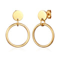 Gold Anting Perhiasan Perak 925 Wanita Circle Geometric Gold Plated