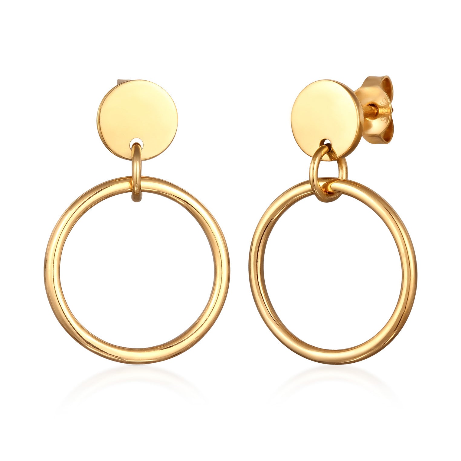 Gold Perhiasan Wanita Perak Asli Lapis Emas Anting Circle Geometric