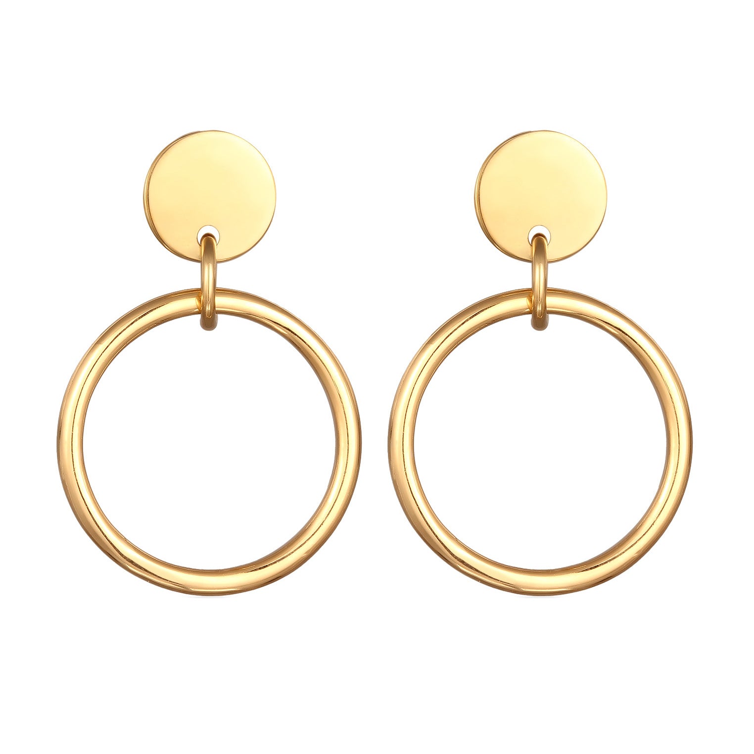 Gold Perhiasan Wanita Perak Asli Lapis Emas Anting Circle Geometric