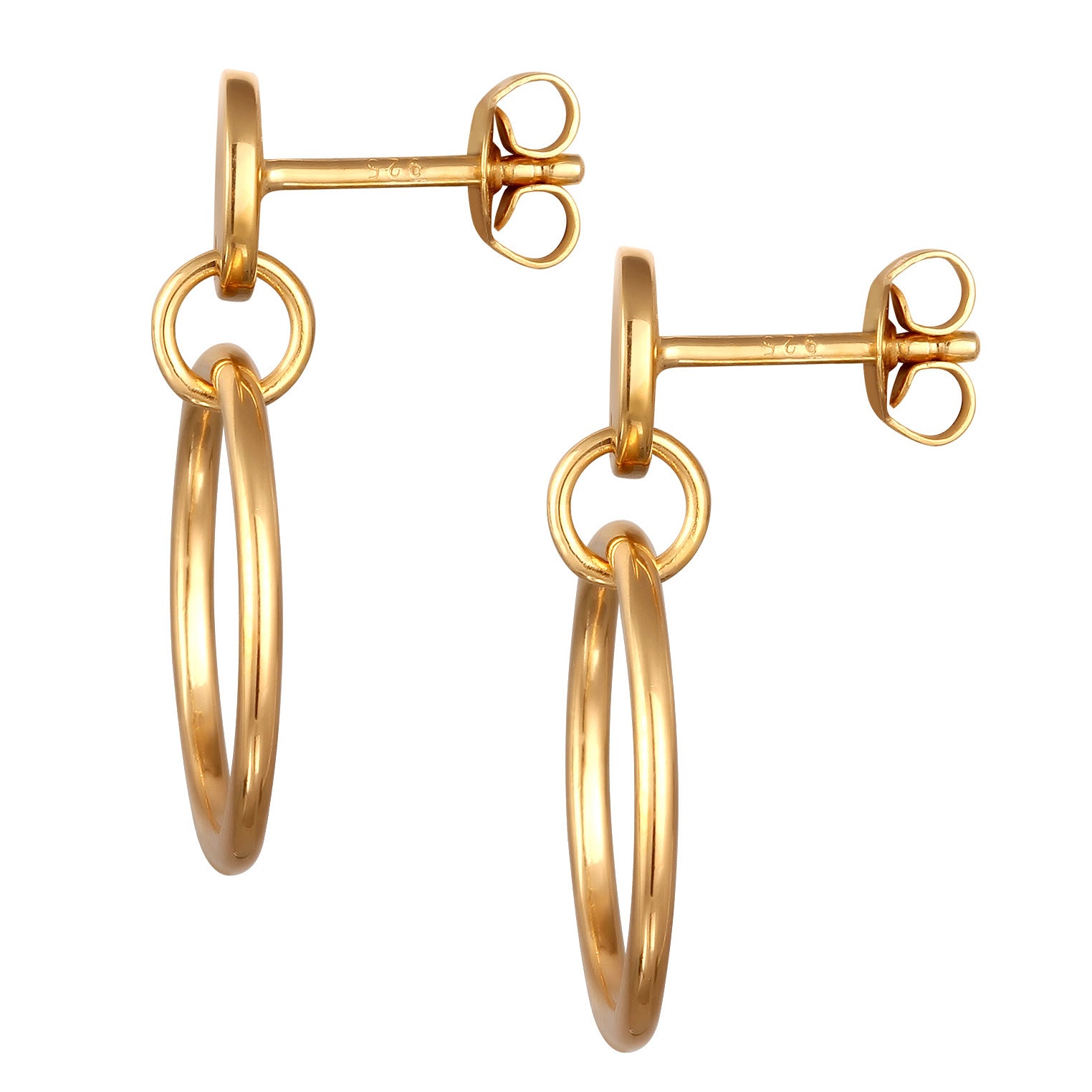 Gold Perhiasan Wanita Perak Asli Lapis Emas Anting Circle Geometric