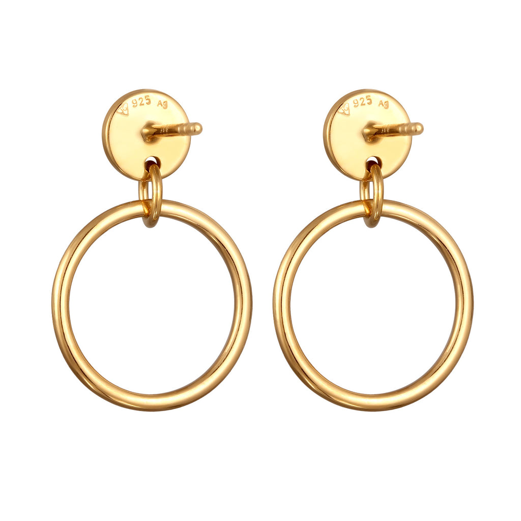 Gold Perhiasan Wanita Perak Asli Lapis Emas Anting Circle Geometric