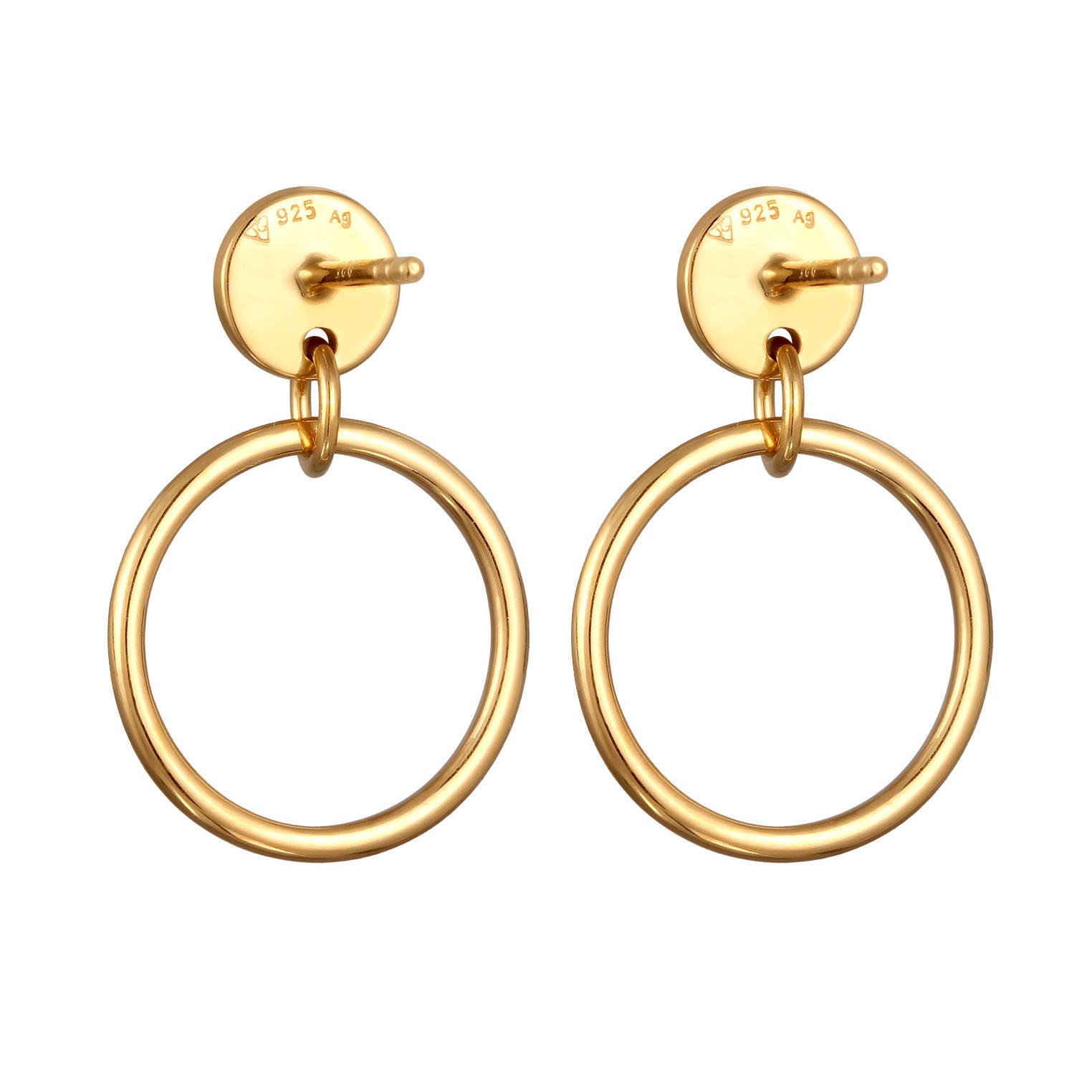 Gold Perhiasan Wanita Perak Asli Lapis Emas Anting Circle Geometric