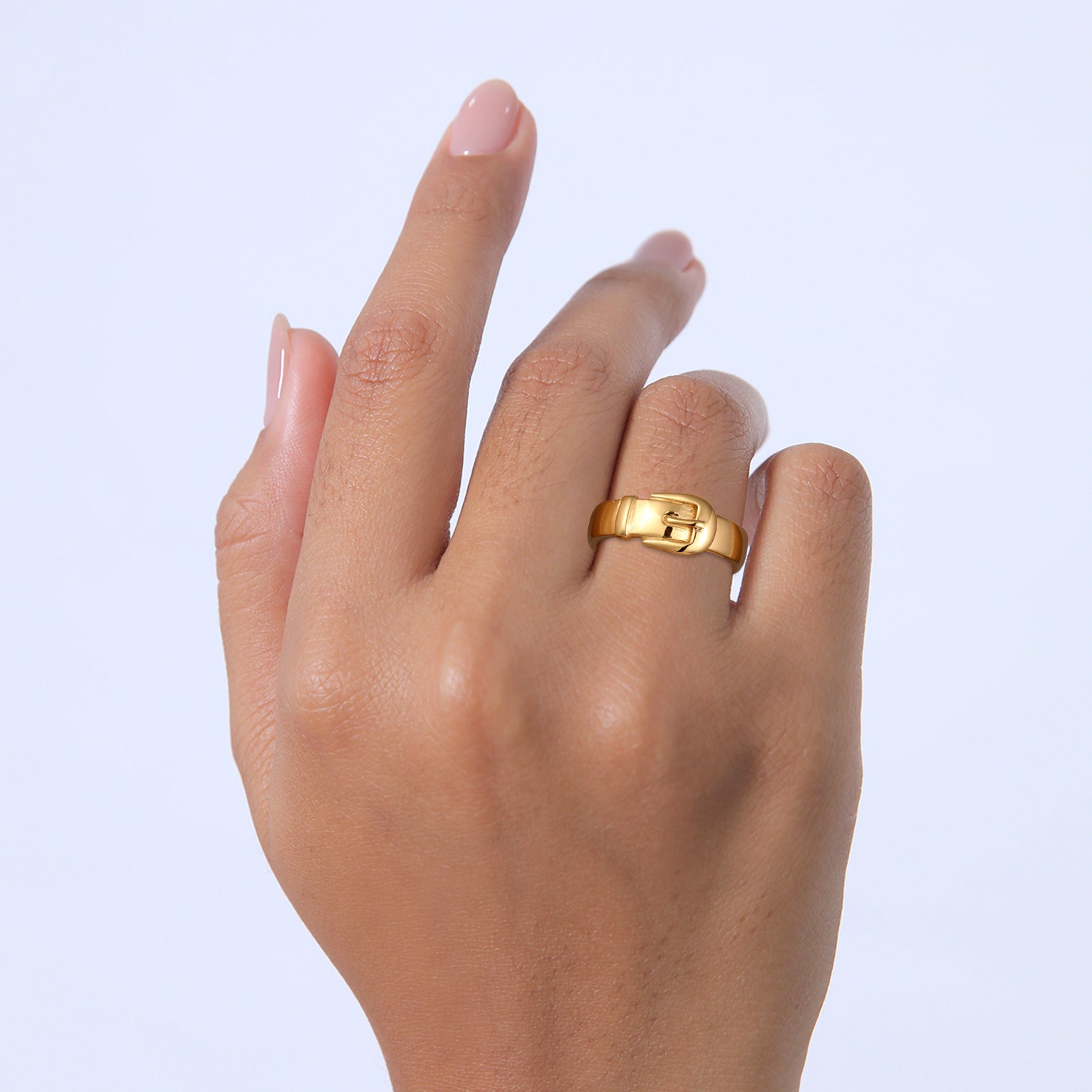 Gold Perhiasan Wanita Perak Asli Emas Lapis Cincin Tanpa Batu Belt