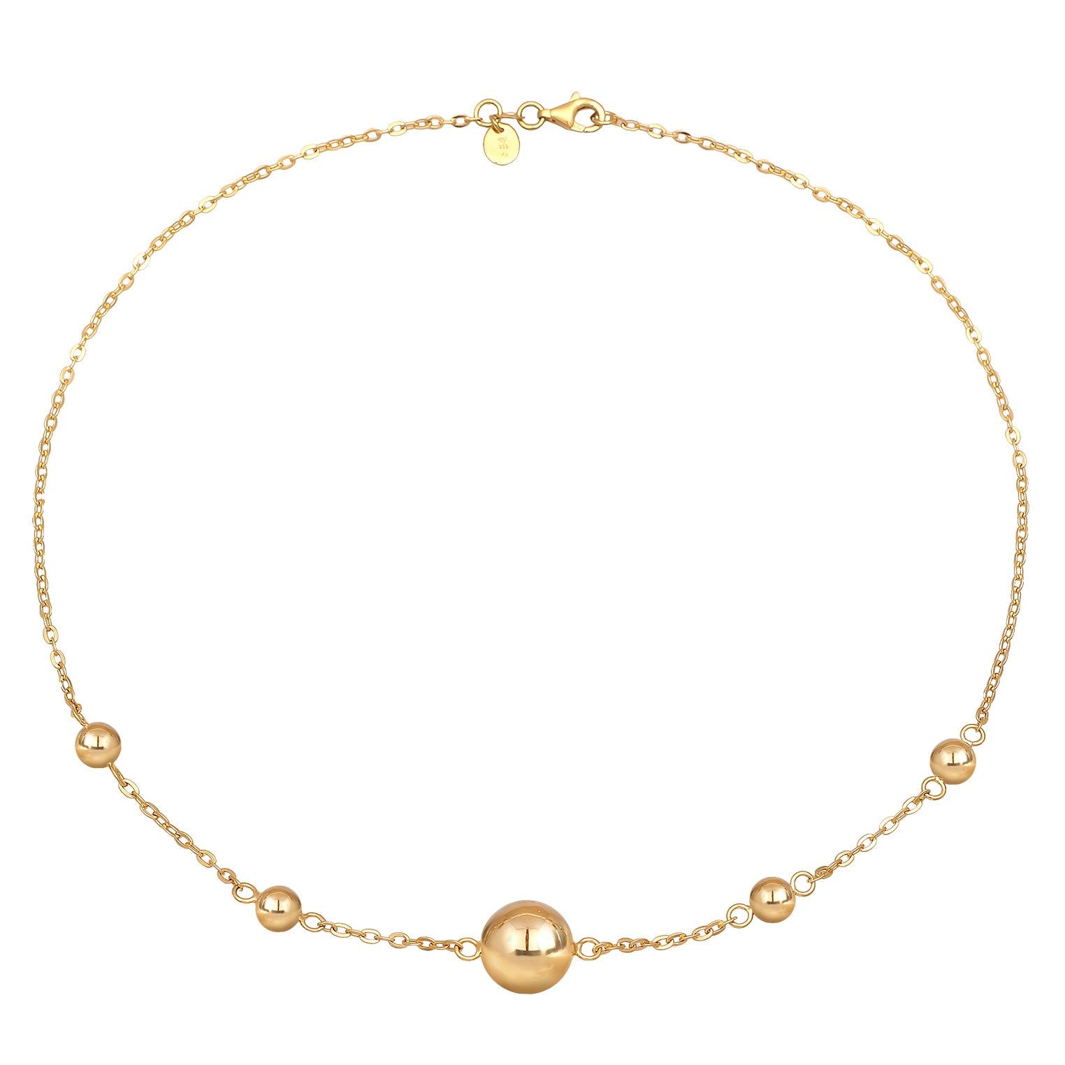 Gold Perhiasan Wanita Perak Asli Lapis Emas Kalung Ball Cable
