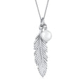 Feather Shell Pearl Necklace 925 Silver White