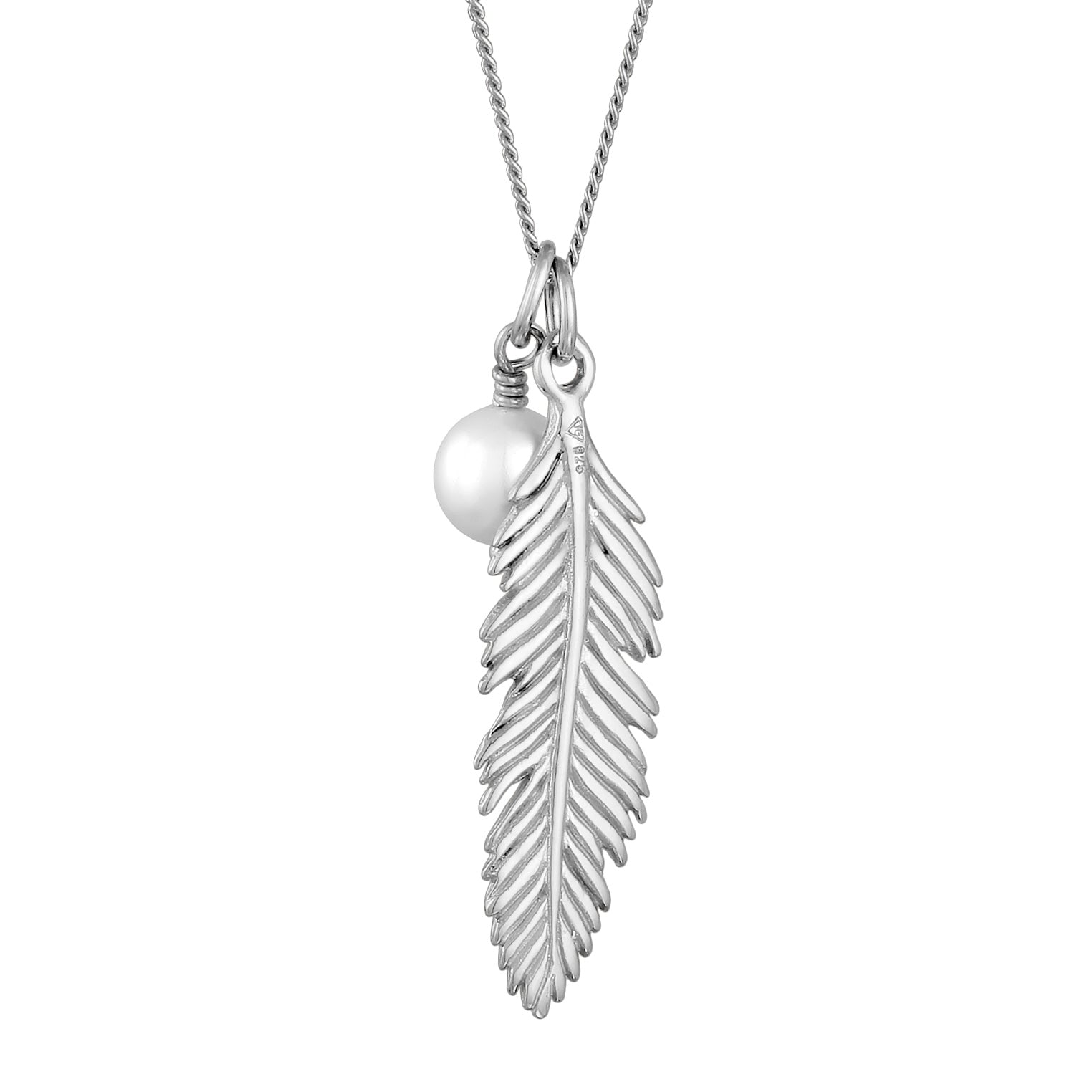 Silver Perhiasan Wanita Perak Asli Kalung Feather Shell Pearl