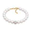 Gold Gelang Perhiasan Perak 925 Wanita Ball dengan Synthetic Pearl dan Crystals Gold Plated