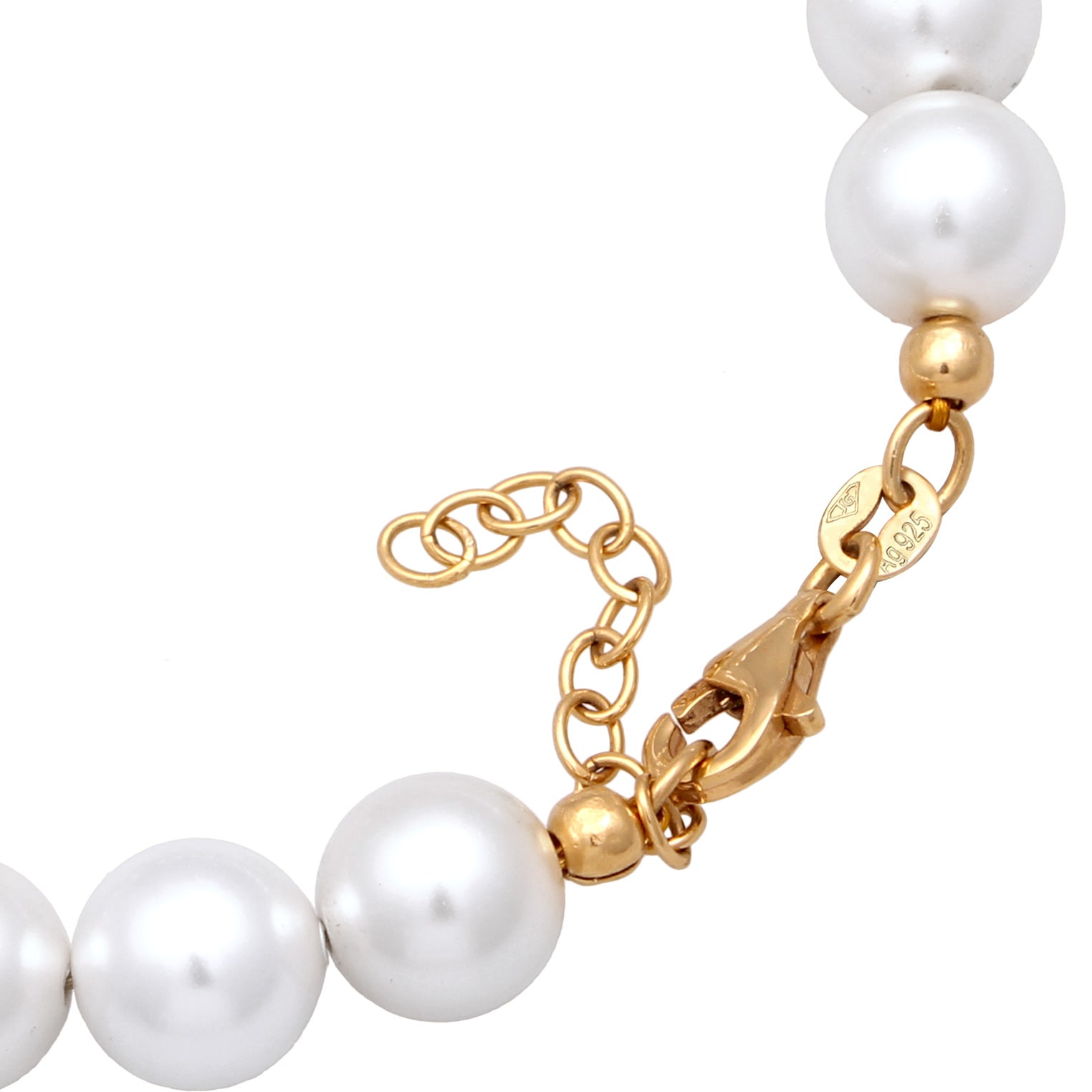 Gold Perhiasan Wanita Perak Asli Lapis Emas Gelang Ball dengan Synthetic Pearl dan Crystals