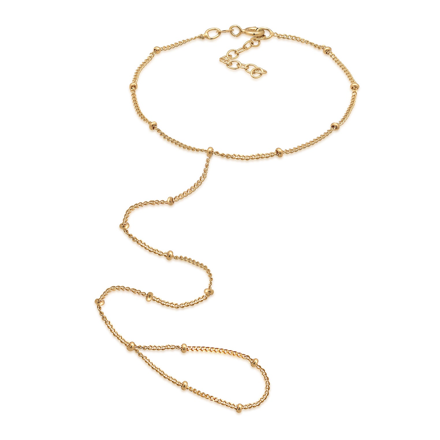 Gold Perhiasan Wanita Perak Asli Lapis Emas Gelang Ball Hand Chain