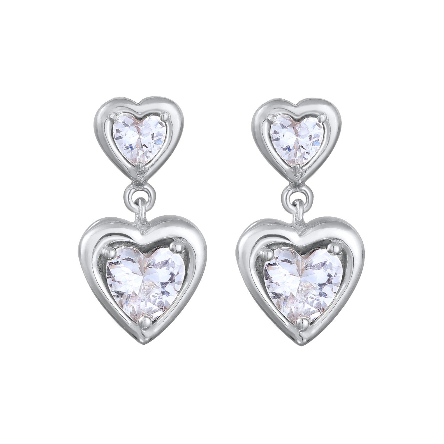 Silver Perhiasan Wanita Perak Asli Lapis Emas Anting Heart Zirconia