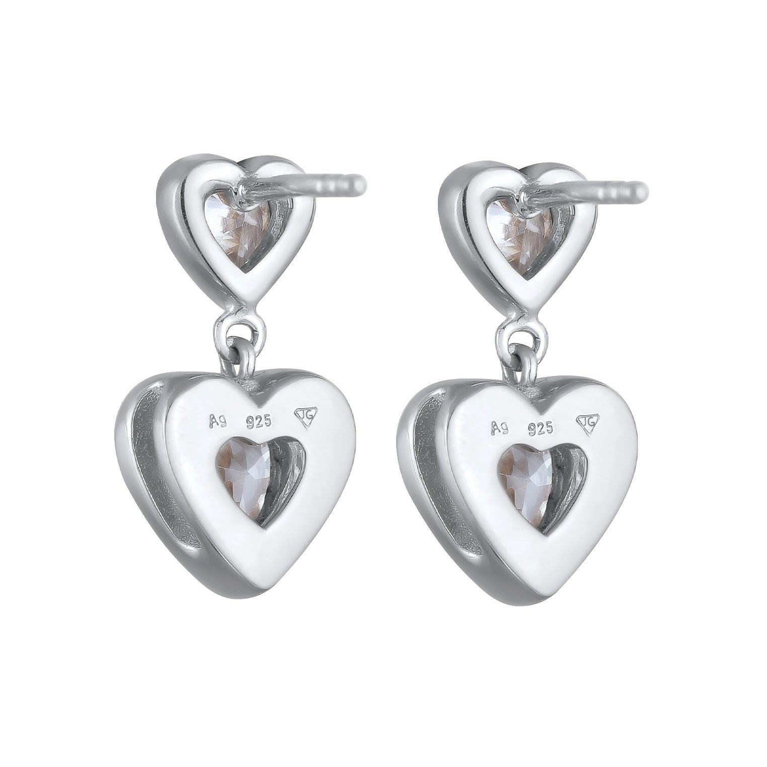 Silver Perhiasan Wanita Perak Asli Lapis Emas Anting Heart Zirconia