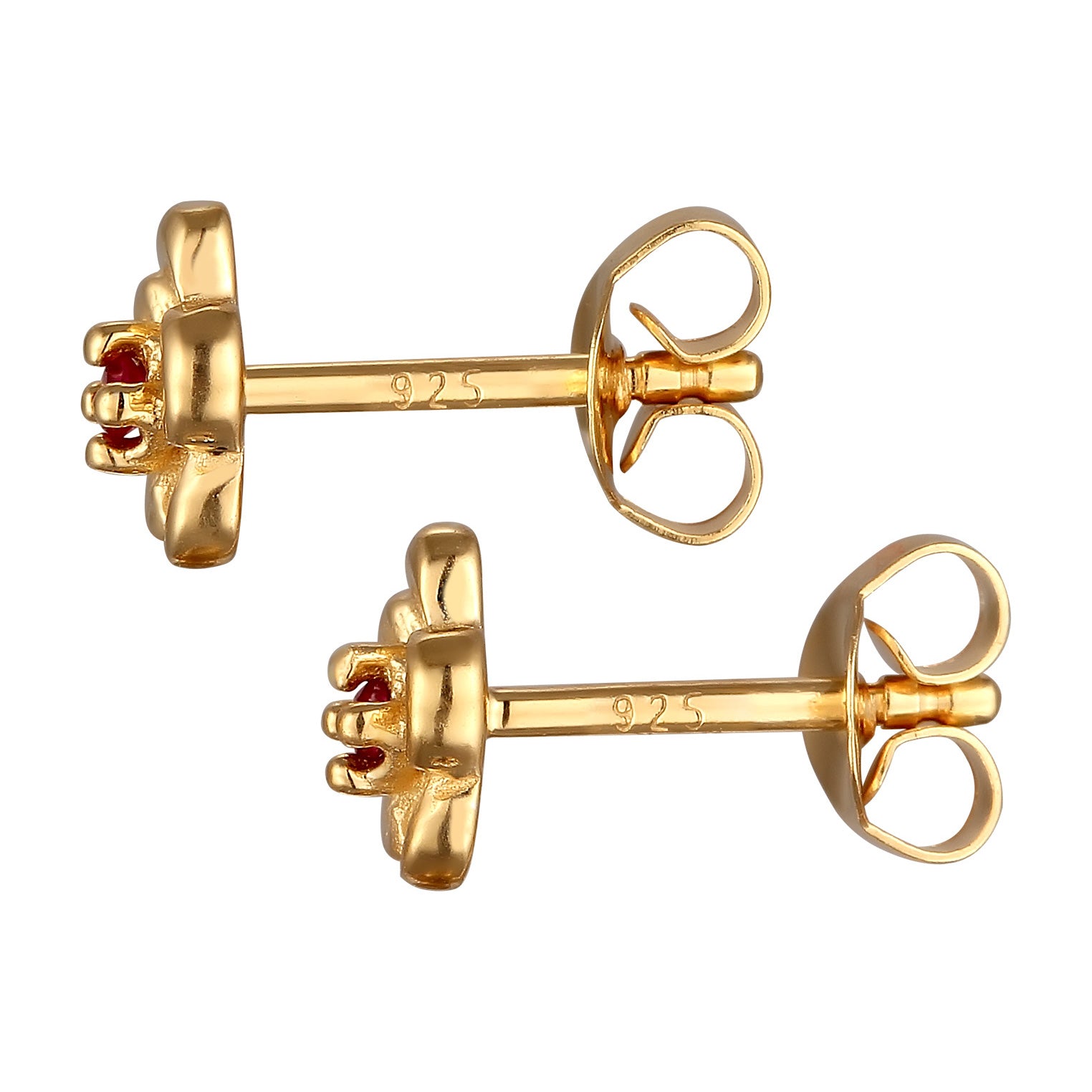 Gold Perhiasan Wanita Perak Asli Lapis Emas Anting Flower Synthetic Ruby