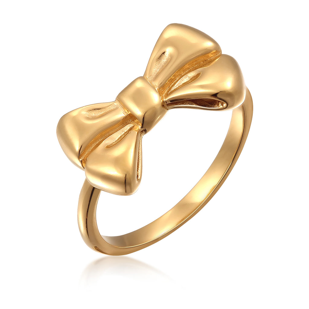 Gold - Elli | Ring Bow Symbol 925 Sterling Silver Gold Plated
