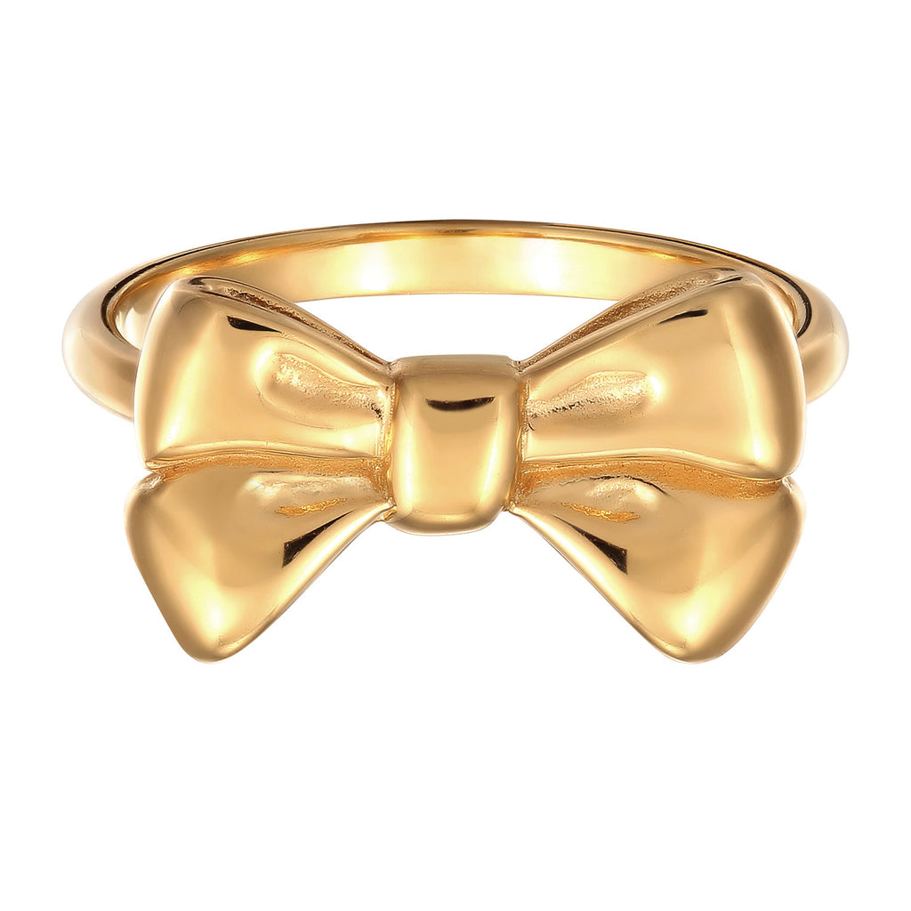 Gold - Elli | Ring Bow Symbol 925 Sterling Silver Gold Plated