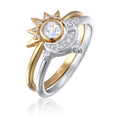 Zirconia Celestial Ring Set 925 Silver Bicolor