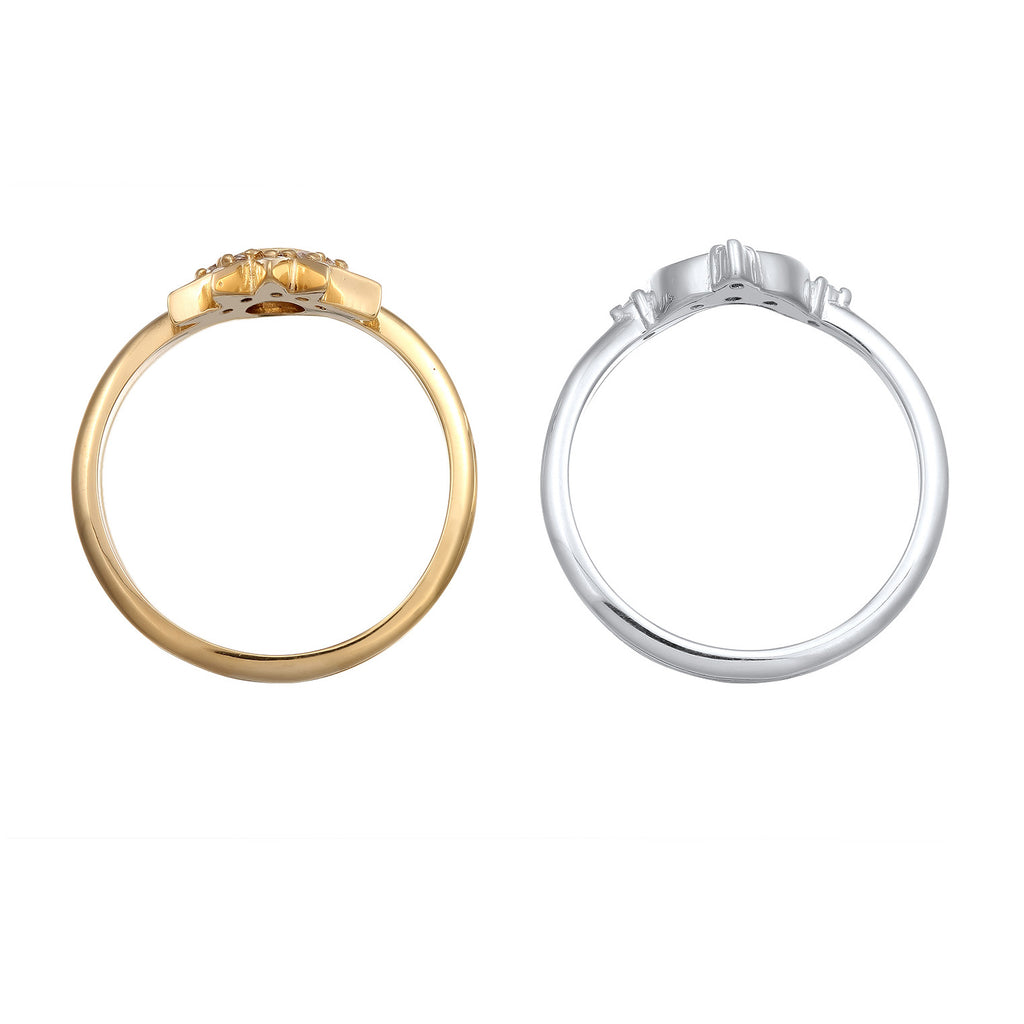 Zirconia Celestial Ring Set 925 Silver Bicolor