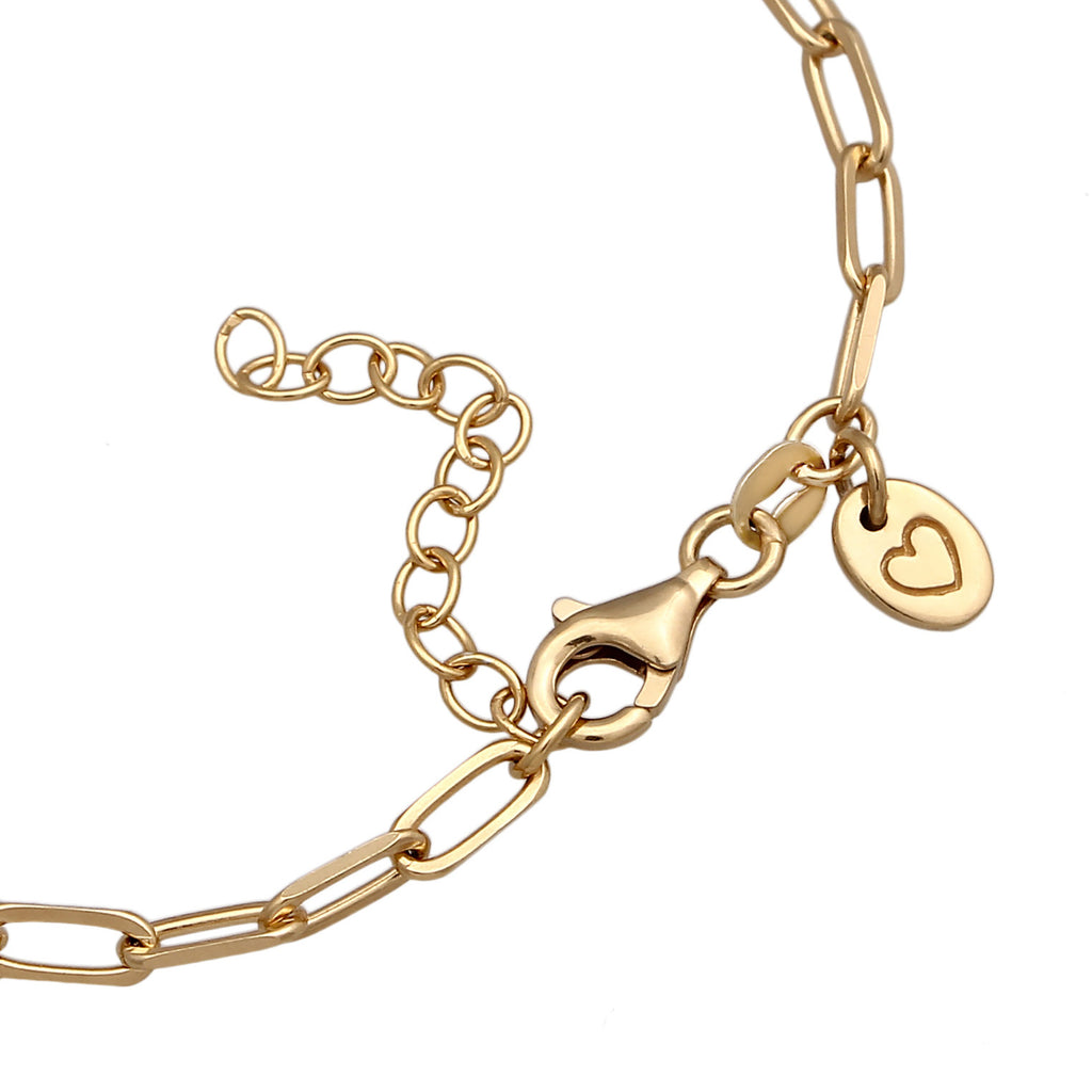 Gold Perhiasan Wanita Perak Asli Lapis Emas Gelang dengan Heart Long Link Chain