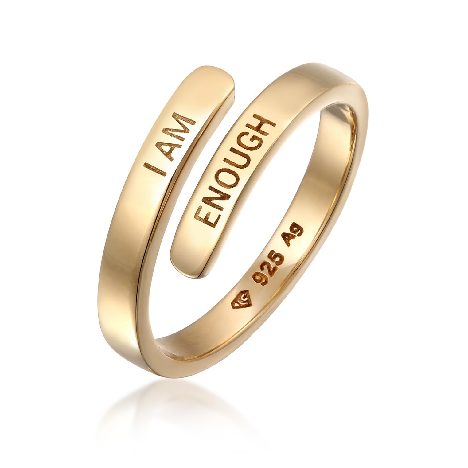 Gold Cincin Perhiasan Perak 925 Wanita Wording Resizable Gold Plated