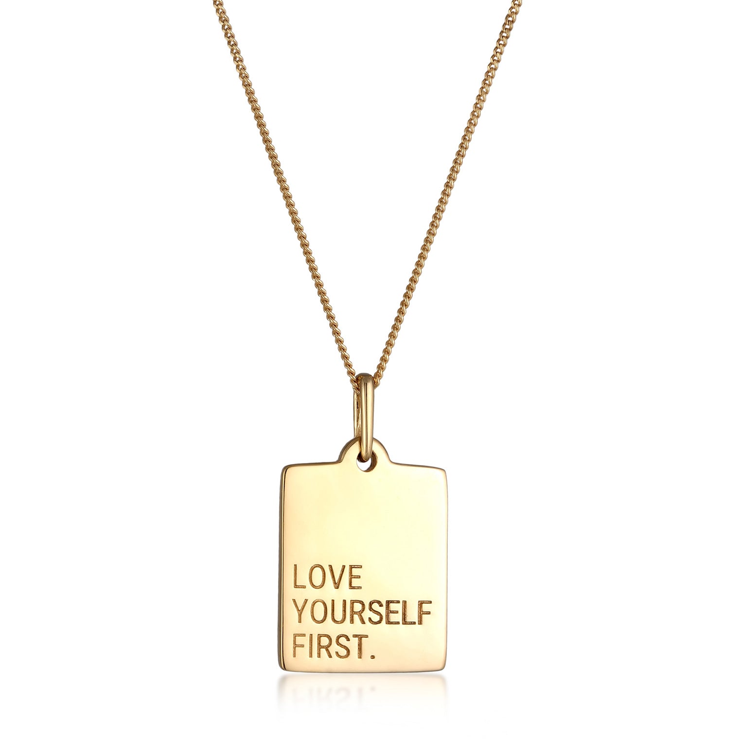 Gold Perhiasan Wanita Perak Asli Lapis Emas Kalung Liontin Love Yourself First