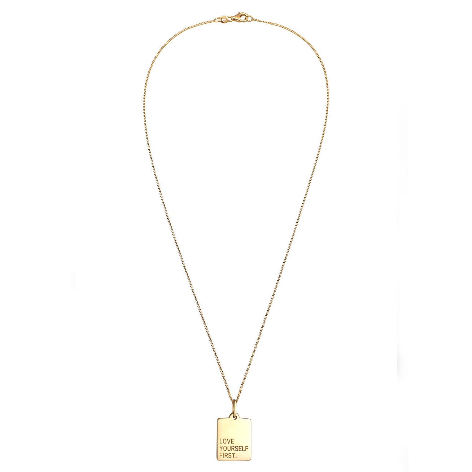 Gold Perhiasan Wanita Perak Asli Lapis Emas Kalung Liontin Love Yourself First