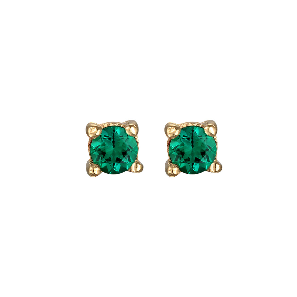 Green Anting Perhiasan Perak 925 Wanita Synthetic Emerald Gold Plated