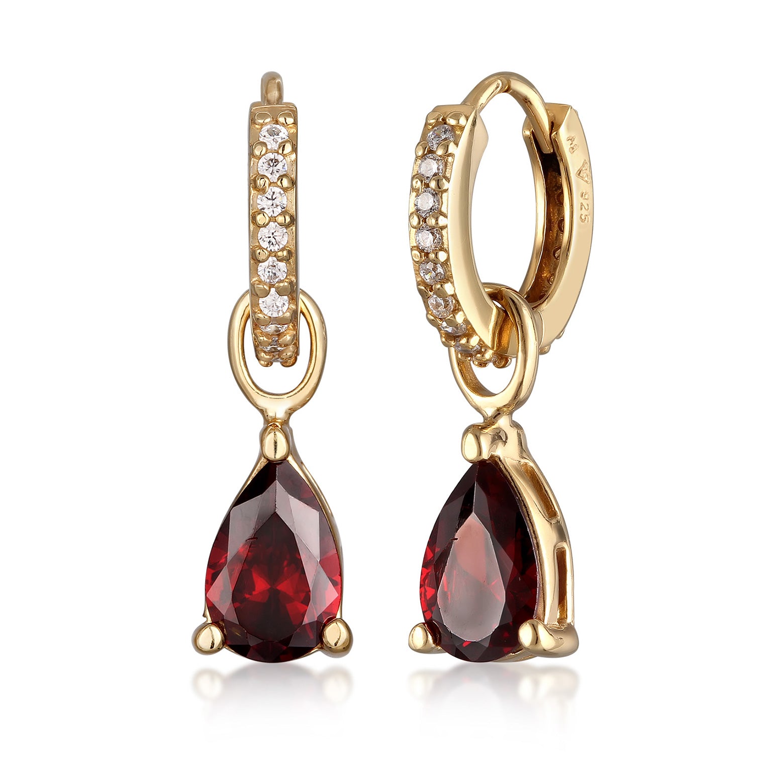 Gold Perhiasan Wanita Perak Asli Lapis Emas Anting Drop Creole Zirconia