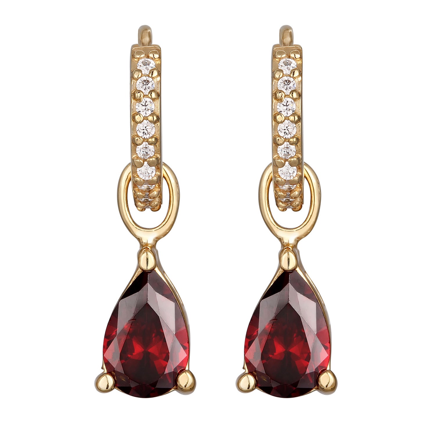 Gold Perhiasan Wanita Perak Asli Lapis Emas Anting Drop Creole Zirconia