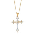 Gold Kalung Perhiasan Perak 925 Wanita Cross Zirconia Pendant Gold Plated