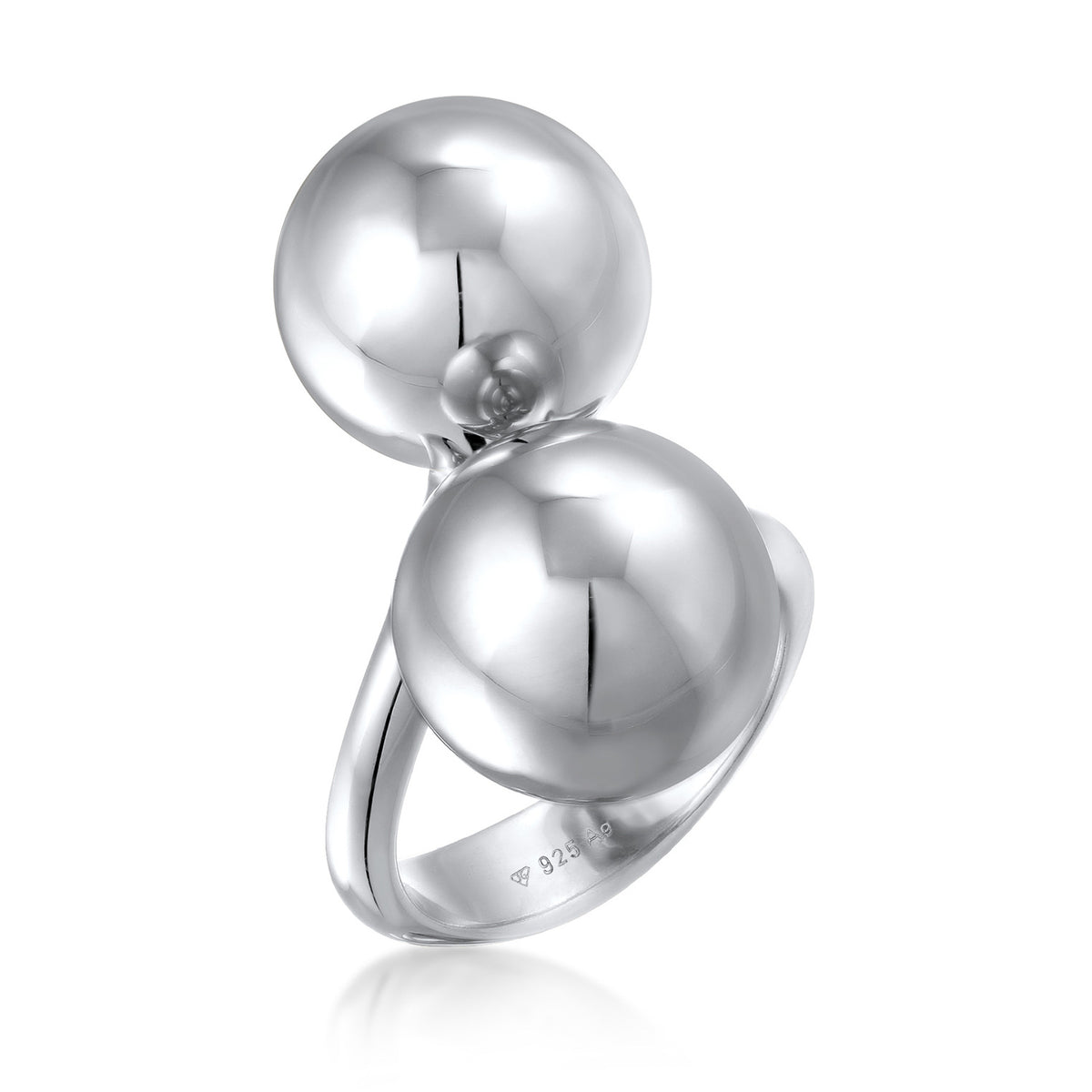 Double Sphere Cocktail Ring 925 Silver